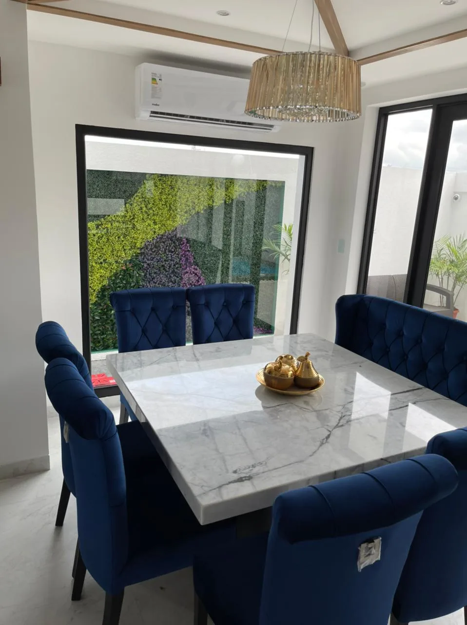 Comedor mesa mármol blanco rectangular