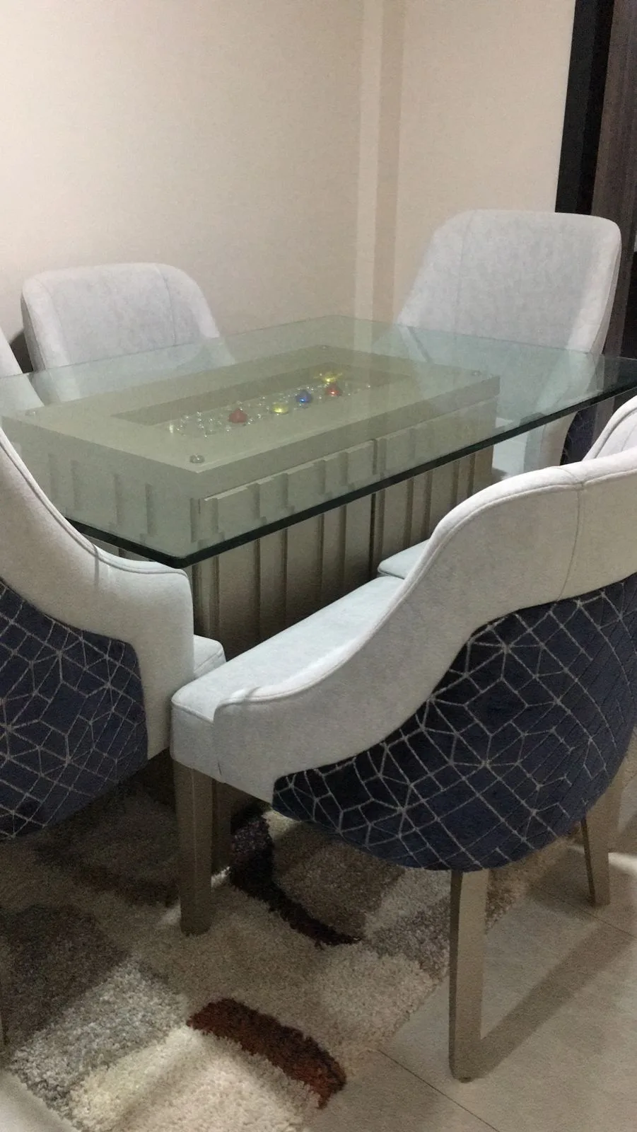 Juego de comedor 4 puestos, vidrio templado
