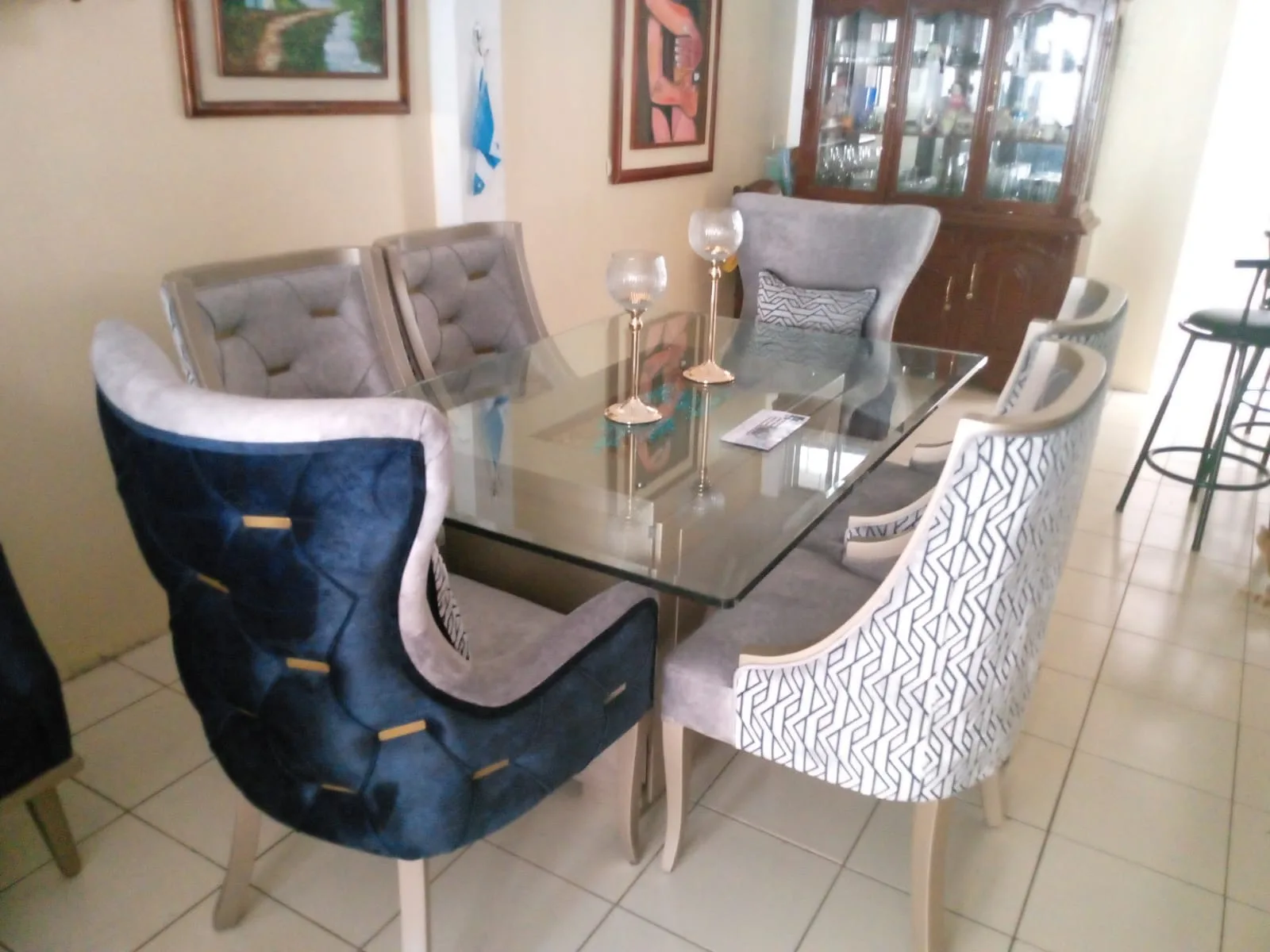 Juego de comedor 4 puestos, vidrio templado