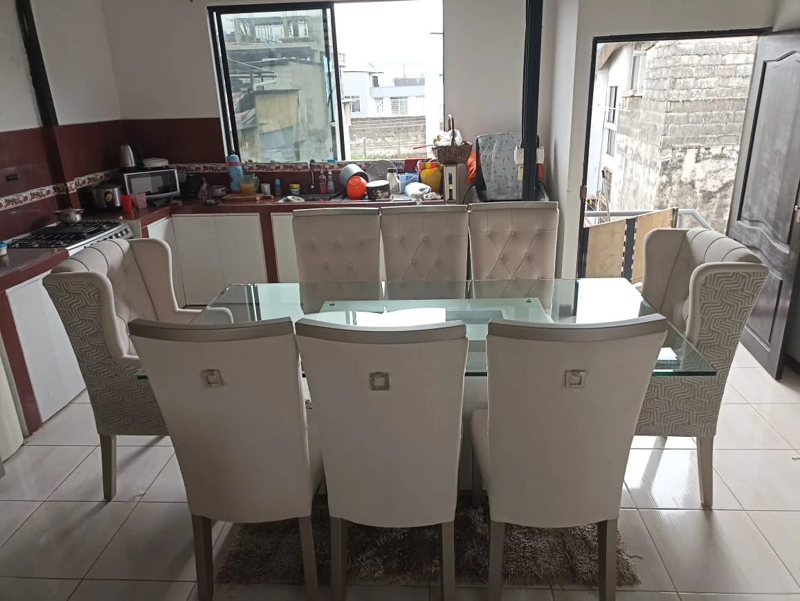 Juego de comedor 6 puestos, vidrio templado