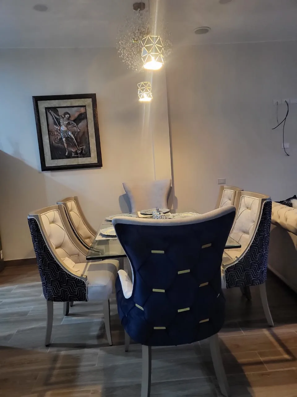 Juego de comedor 6 puestos, vidrio templado