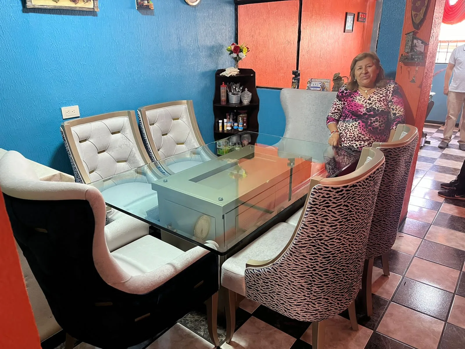 Juego de comedor 6 puestos, vidrio templado