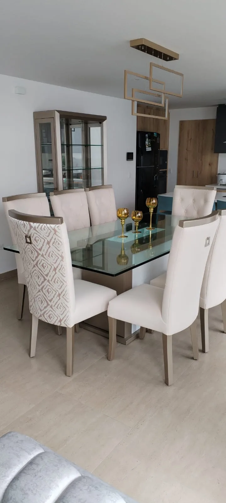 Juego de comedor 6 puestos, vidrio templado