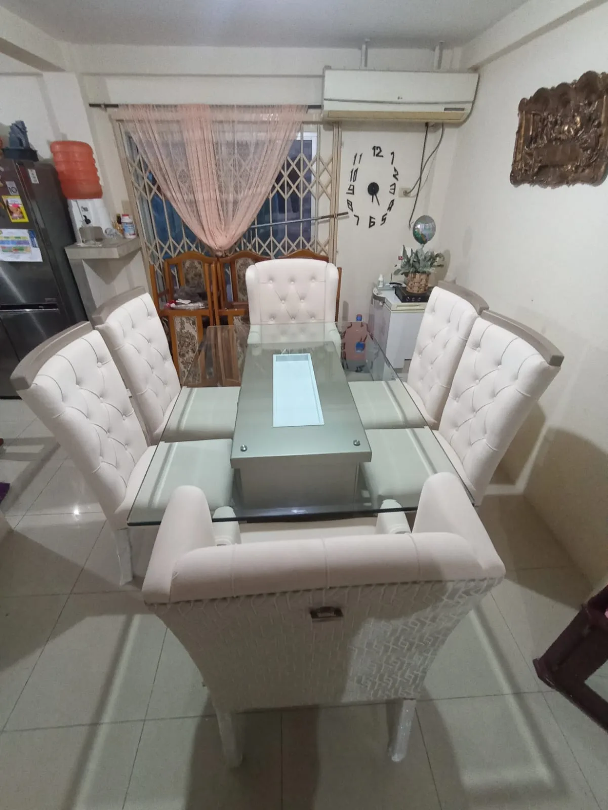 Juego de comedor 8 puestos, efecto mármol