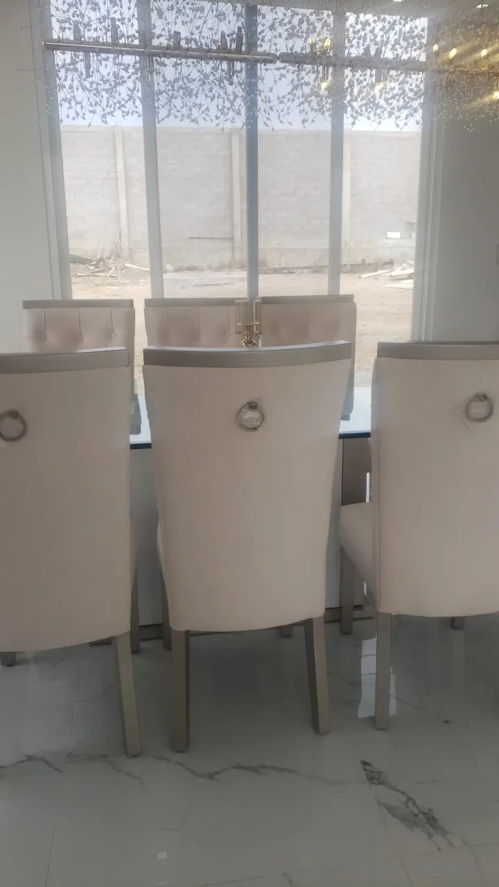 Juego de comedor 8 puestos, vidrio templado